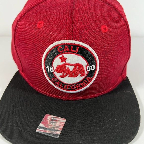 Joy Cap California Republic Bear Flag Red & Black snap back - Picture 7 of 7